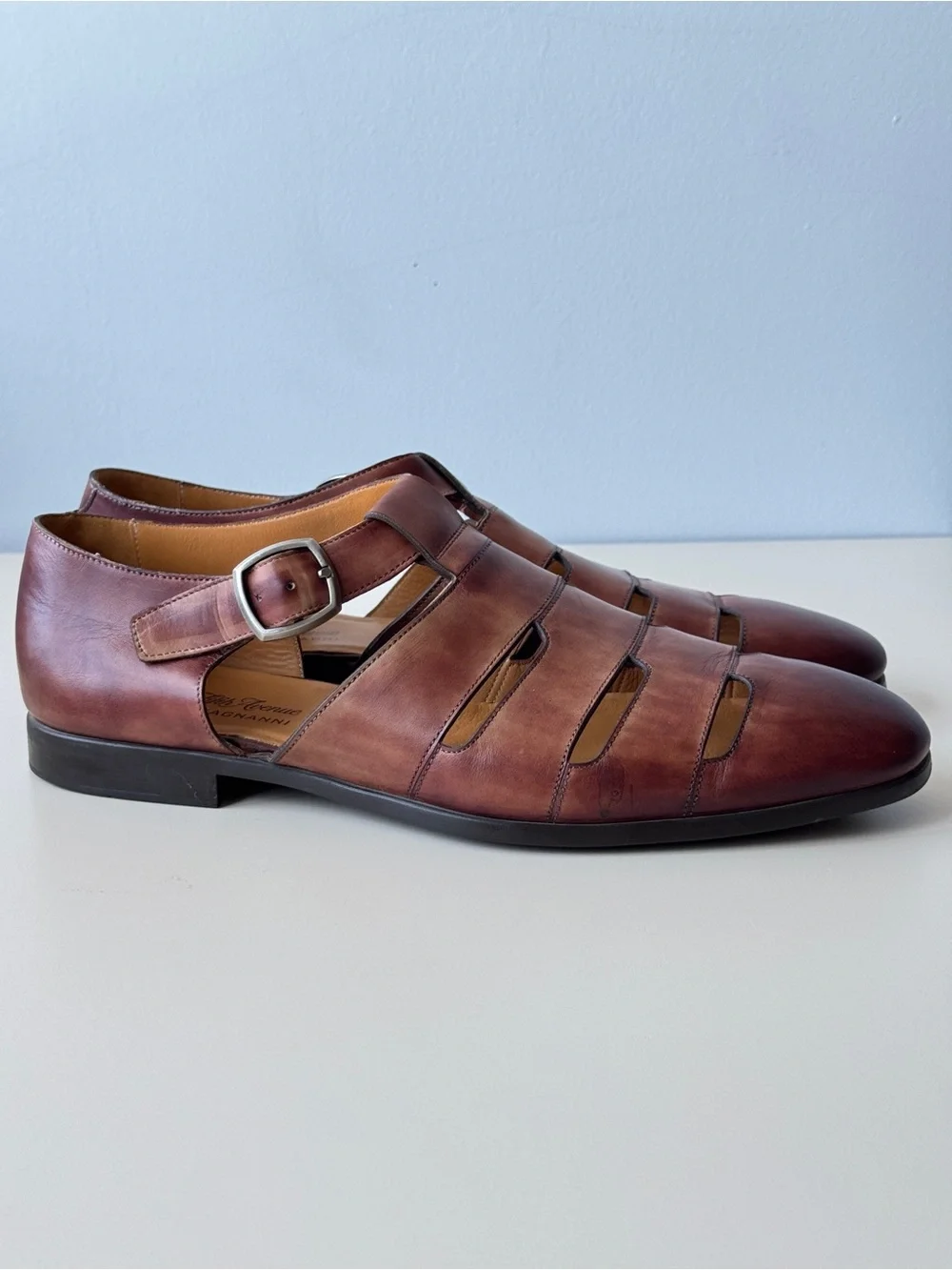 Magnanni for Saks Fifth Avenue Men's Leather Fisherman Sandals Sz 9M